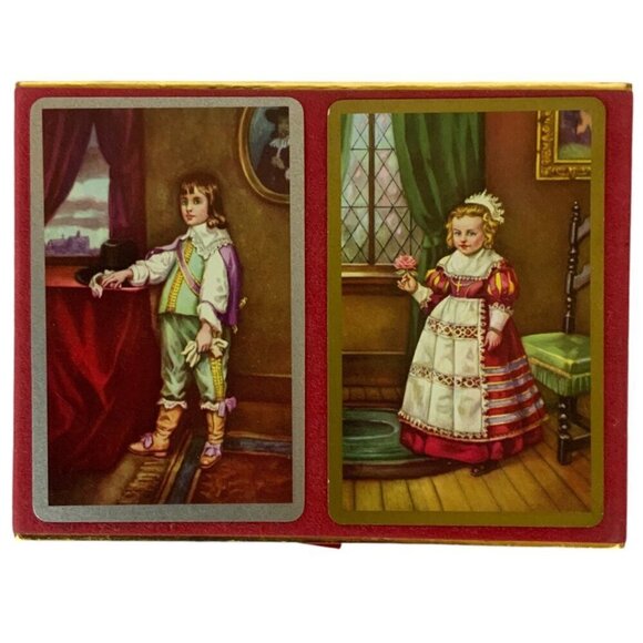 Vintage Congress Playing Cards Double Deck Prince Princess Theme Slip Case - Picture 2 of 4